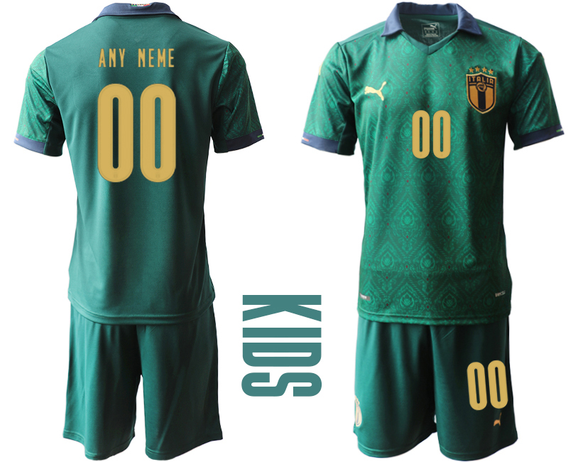 Youth 2021 European Cup Italy second away green customized Soccer Jersey->customized nfl jersey->Custom Jersey